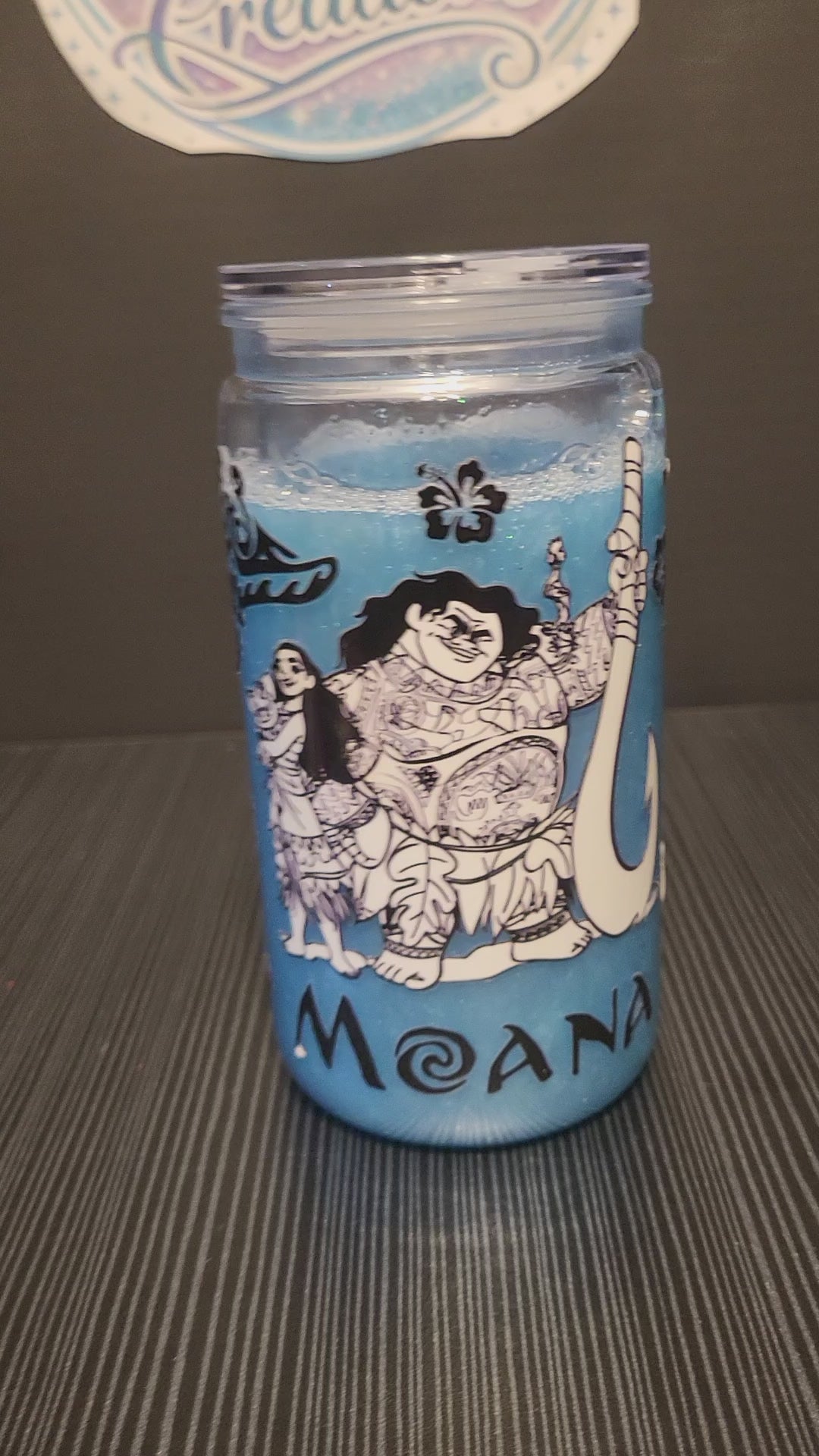 16 oz Moana snowglobe tumbler