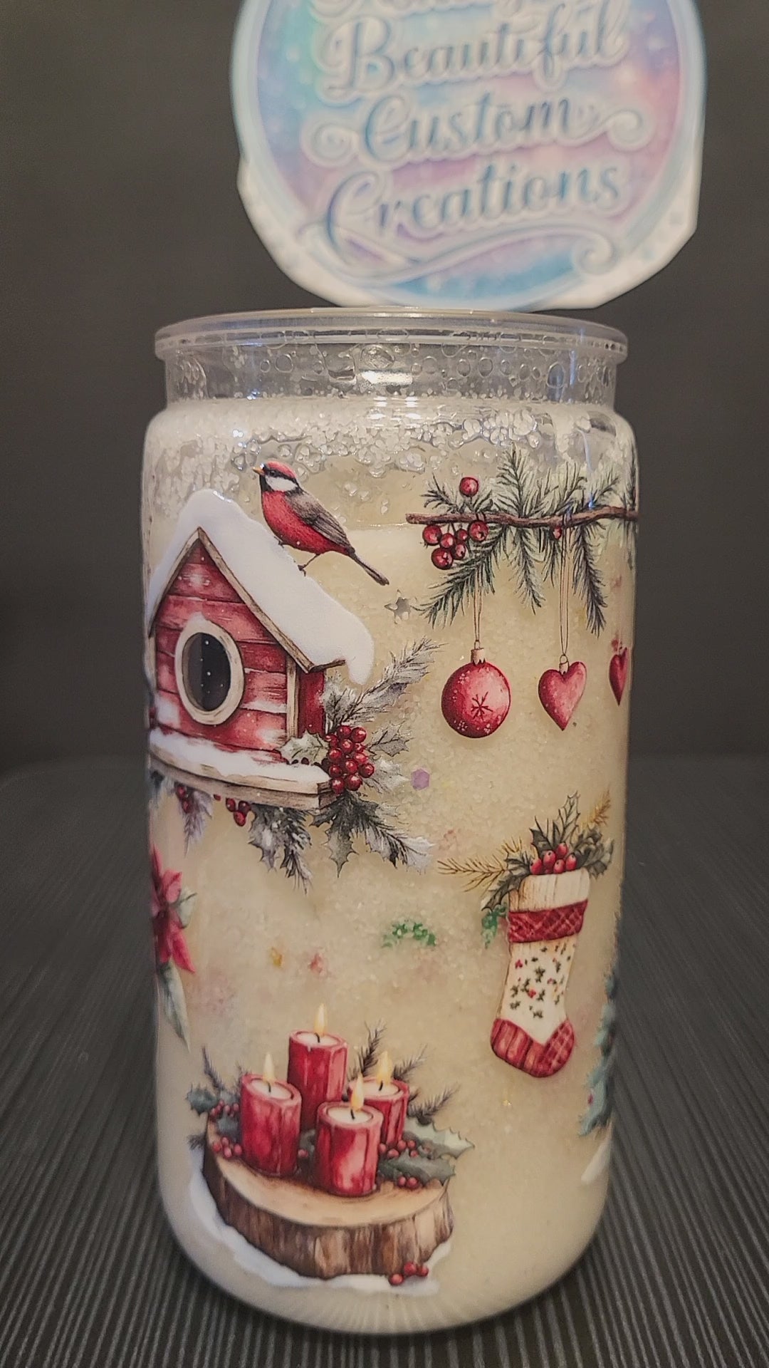 Christmas 16 oz snowglobe tumbler