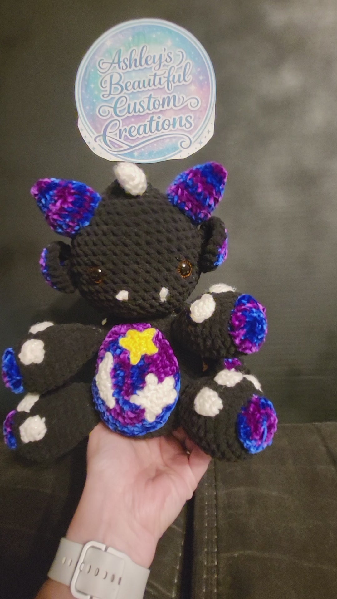 Moon and Stars crochet dragon