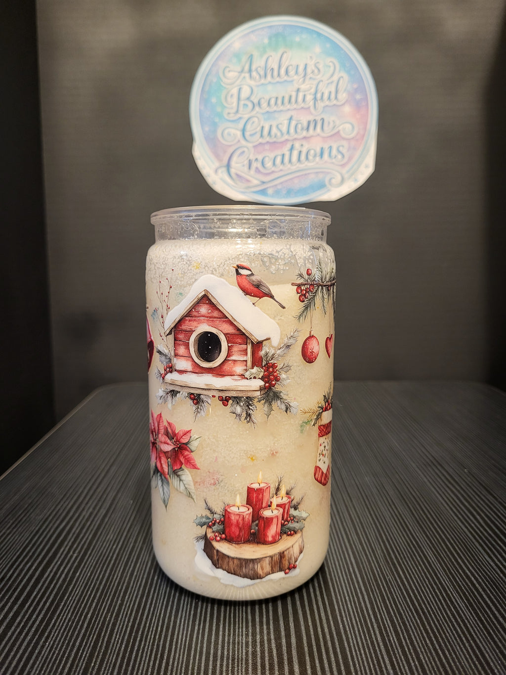 Christmas 16 oz snowglobe tumbler