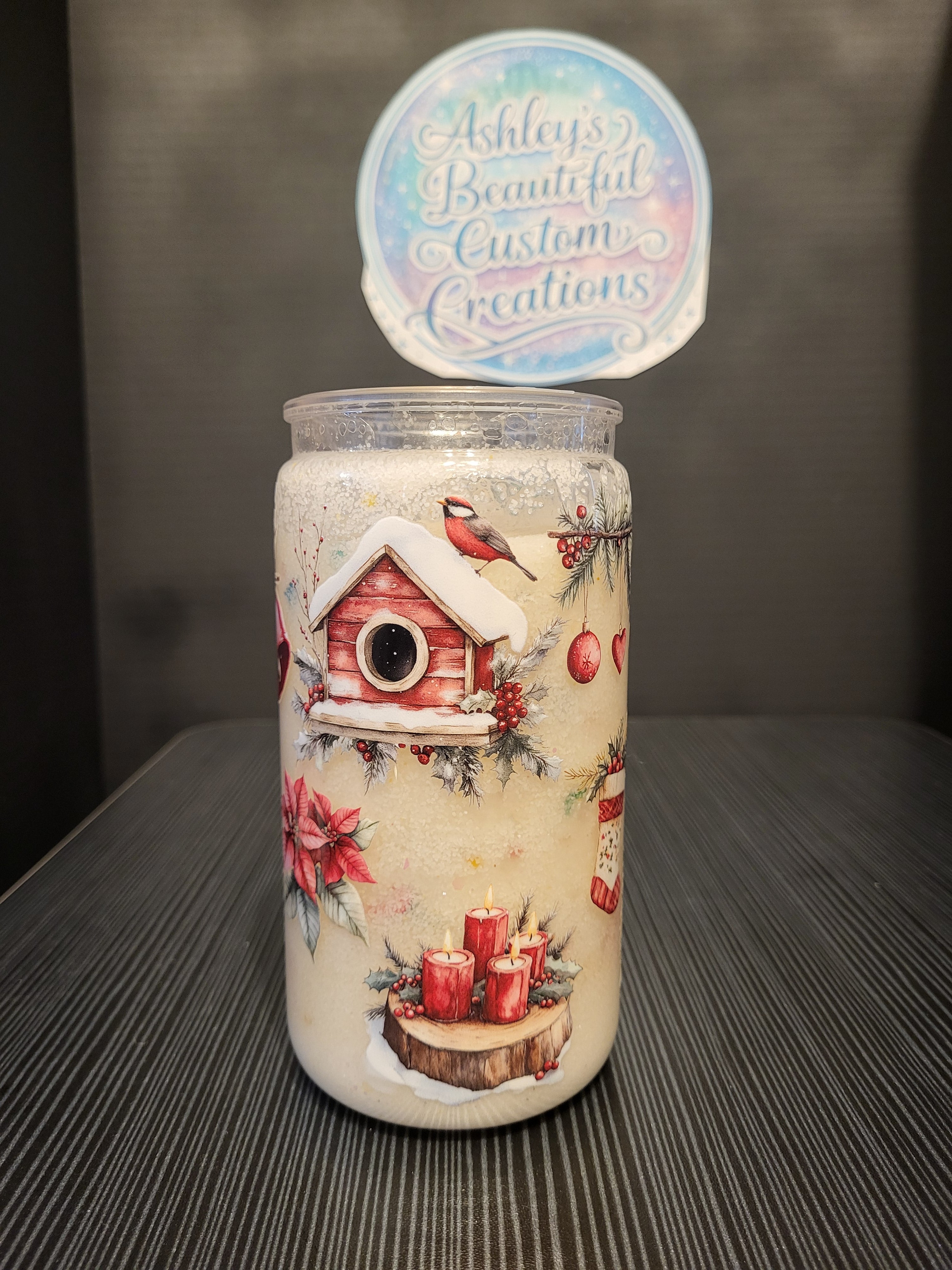 Christmas 16 oz snowglobe tumbler