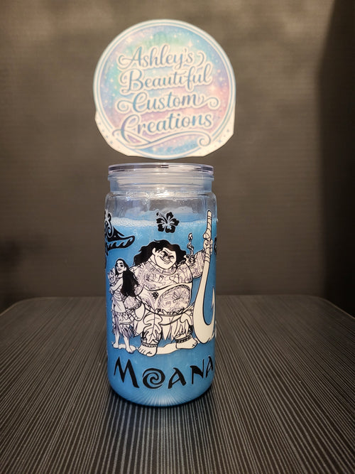 16 oz Moana snowglobe tumbler