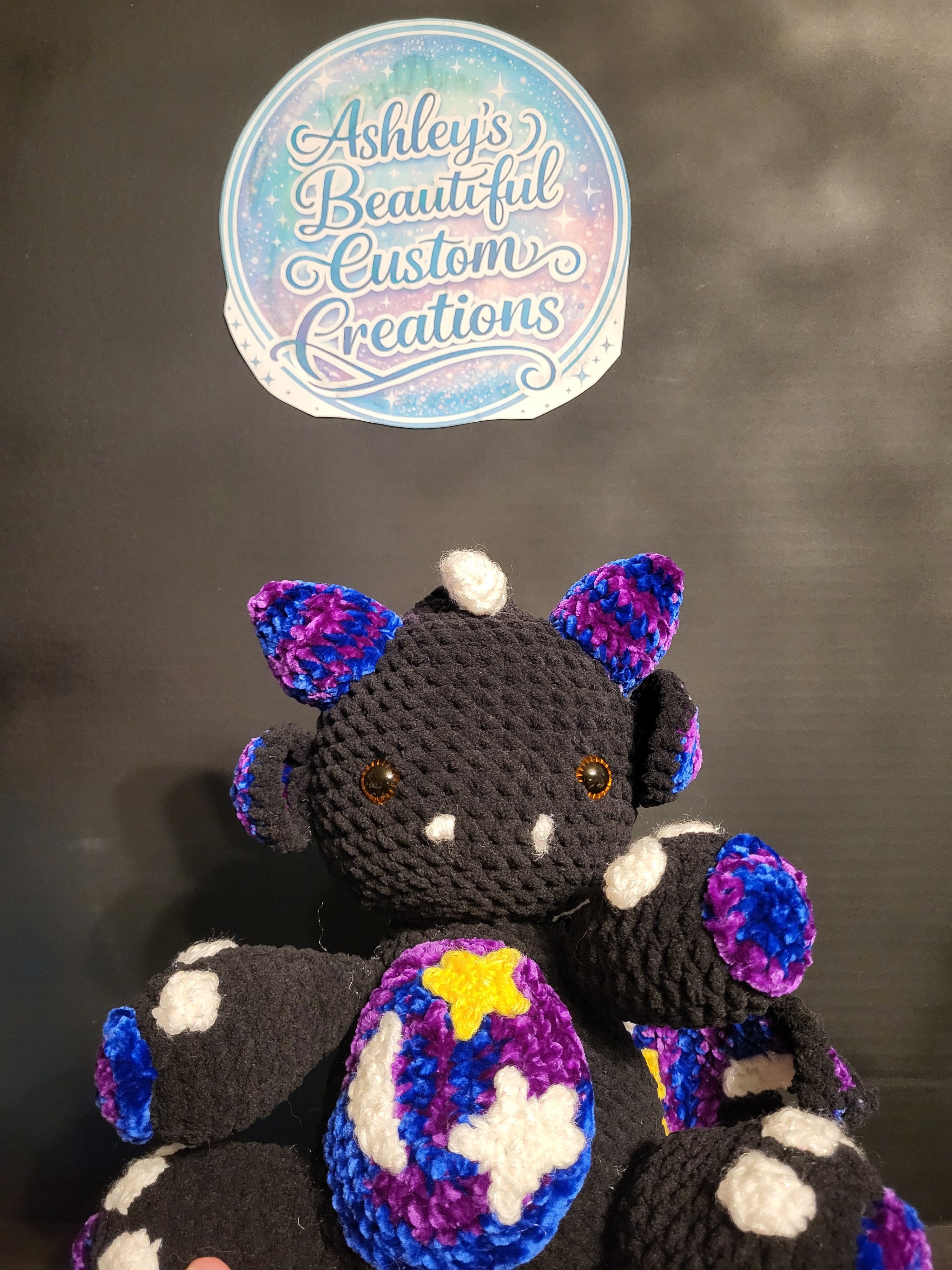 Moon and Stars crochet dragon
